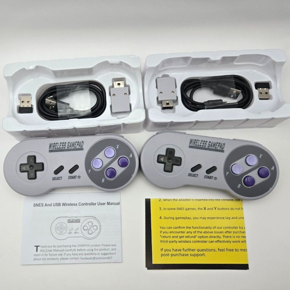 ZAMPAM Wireless Gamepad Retro SNES Style 2 Controllers PC
